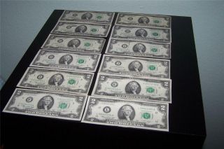 US 1976 2 Dollar Complete Set US Two Dollar Note Complete Set A - L (12 notes) 3
