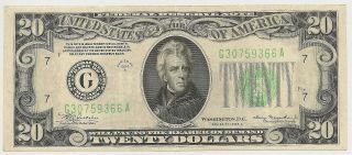 1934 - A Federal Reserve Note $20 Chicago Xf Light Green Priced Right Inv 366