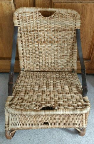Vintage Portable Wicker Seat Chair (fishing) With Storage Compartment Picnic?