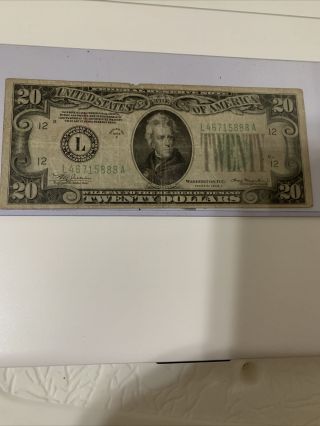 1934 A $20 Federal Reserve Note San Francisco California