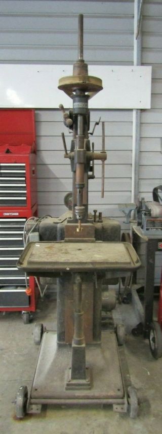 ANTIQUE 1914 CHAS G ALLEN DRILL PRESS ELECTRIC DRILL PRESS ON STAND 59 - 661 2