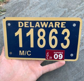 Vintage Metal Motorcycle License Plate - Delaware 2009 - Antique License Plate De