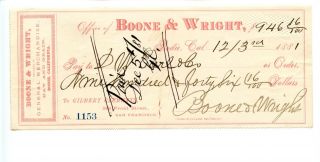 1881 Bodie,  California Boone & Wright Dealer General Merchandise Hay & Grain