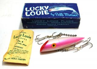 Vintage Lucky Louie Salmon Plug Peal Pink & - Made In Usa
