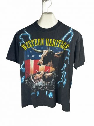 Vintage Usa Thunder Graphic T Western Heritage See Measurements