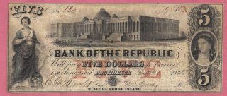 5 Dollars Bank Of The Republic Rhode Island