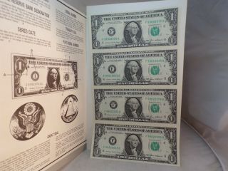 1985 Series Bank Of Atlanta Georgia 4 Uncut Sheet 1 Dollar Bills Uncirculated