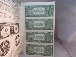 1985 Series Bank of Atlanta Georgia 4 Uncut Sheet 1 Dollar Bills Uncirculated 2