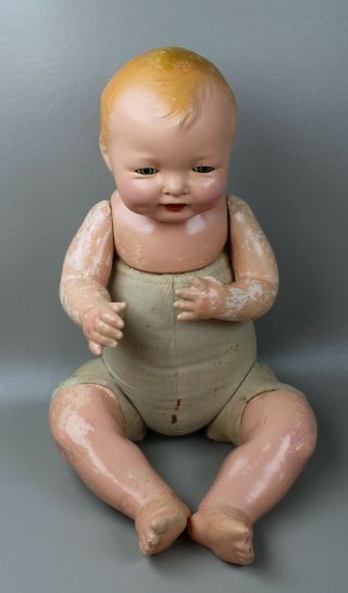 Vintage 1924 Effanbee Baby Bubbles Doll,  17 " Composition Cloth Usa