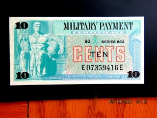 Military Payment Certificate Series 692 10 Cents Gem Crisp Uncirculated Centered