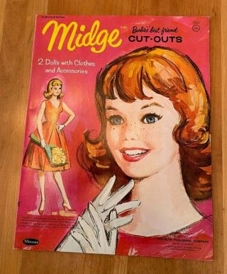 Vintage 1963 Barbie Midge Cut Outs Paper Doll Book Uncut Nos Rare Find