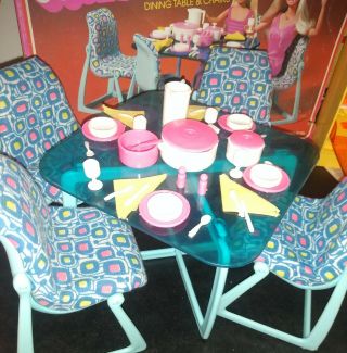 1977 Barbie Dream House Dining Table And Chairs With Box 2