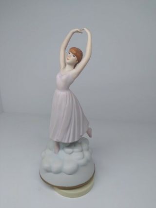 Vintage Schmid Porcelain Ballerina Music Box Plays " Swan Lake " 1988 Korea
