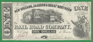 1861 Orleans,  Jackson & Great Northern Railroad Company $1 Note