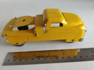 Vintage Pressed Steel Toy Truck Yellow Wood Wheels Unbranded 13907