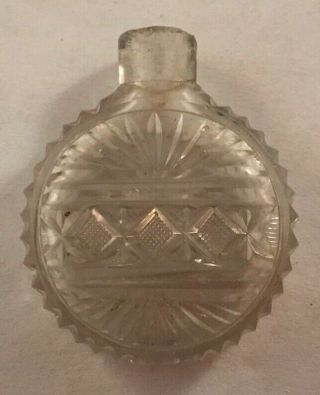 Antique Miniature Cut Glass Perfume Scent Bottle Clear Colorless