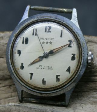 1950s Benrus Automatic Wrist Watch Eg 135 25j 33.  8mm Dia Self - Winding (e3d)