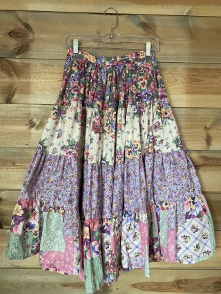 Vintage Handmade Gunne Sax Style Prairie Cottagecore Midi Skirt Size S
