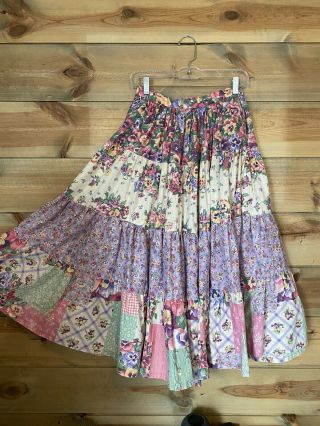 vintage handmade Gunne Sax Style prairie cottagecore midi skirt size s 2