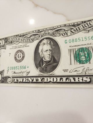 1974 Twenty Dollar $20 Paper Money Chicago Star Note Crispy Flat Exc Bill