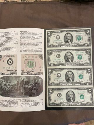 1976 $2 Star Bep 4 Pc.  Uncut Sheet Ch Gem Cu Federal Reserve Notes.  34.  00