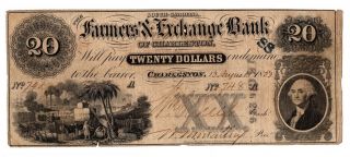 The Farmers Exchange Bank Of Charleston,  Sc $20 Obsolete Currency
