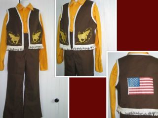 Adorable Vintage Cowboy Western Outfit - Costume - Shirt Vest Pants - Embroidery Bronc