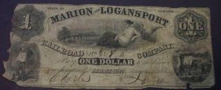 Rare 1854 Marion And Logansport Railroad Company Marion,  Indiana Rare