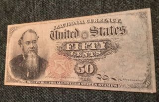 Fourth Issue 50 Fifty Cents United States Fractional Currency Note