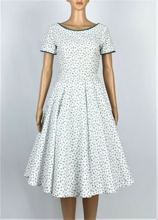 Vintage 1950s/50s Floral Rose Print Circle Skirt Cotton Dress