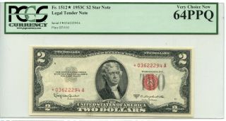 1953 - C $2 Legal Star Note Fr.  1512 Pcgs Currency Graded Very Choice 64ppq