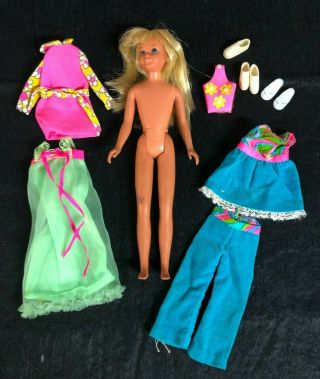Vintage Sun Set Malibu Skipper Doll 1069 Tnt Japan 1967 & Outfits Barbie