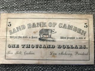 Confederate? Sand Bank Of Camden,  South Carolina Satirical Note