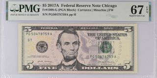 United States 5 Dollars Usa 2017a P G Chicago Gem Unc Pmg 67 Epq