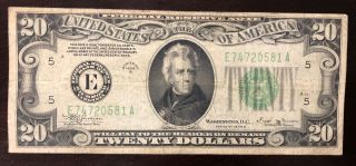 1934 - B Us $20 Dollars Federal Reserve Note E74720581a