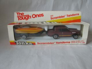 1986 Tonka The Tough Ones Scrambler Tandem Car And Boat Set 1105 Hk Mexico