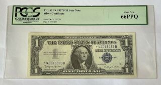 1957b Fr.  $1 Star Note Silver Certificate Pcgs 66ppq Gem