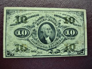 1863 10 Cent Fractional Currency Note - Oldtime U.  S.  Currency