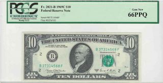 Series 1969 C $10 Federal Reserve Note Pcgs Gem 66 Ppq