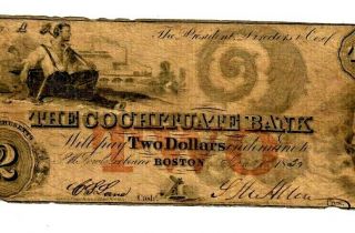 $2 (cochituate Bank) " Boston " 1800 