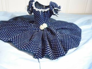 Navy Dotted Swiss Dress For Vintage Madame Alexander Cissy,  Others