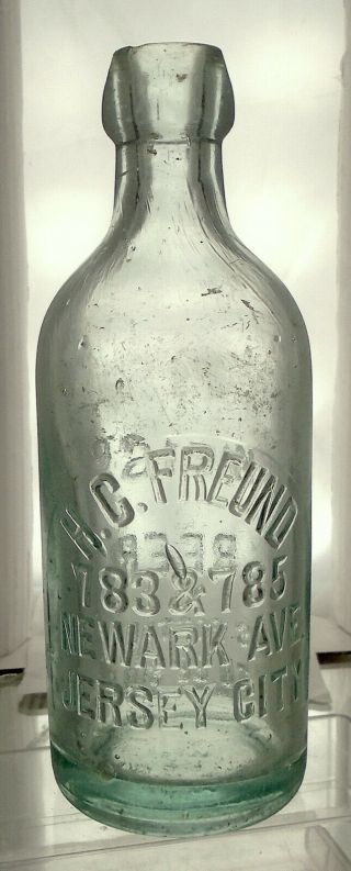 H.  & C.  Freund Jersey City,  Jersey Antique Blob Top Weiss Beer Bottle.