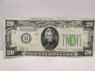 1934 Us $20 Federal Reserve Note - Light Green
