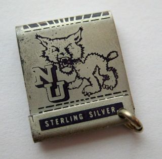 Vintage Sterling Enamel Northwestern University Matchbook Silver Bracelet Charm