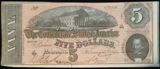 Cs - 69 1864 Confederate States $5 === Richmond,  Va ===nice Au ===