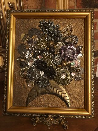 Vintage Jewelry Art,  Christmas Tree’s,  Angels,  Flower Vases,  Etc.  Framed