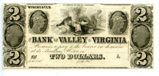 $2.  Winchester,  Virginia.  Bank Of The Valley In Virginia Cu.