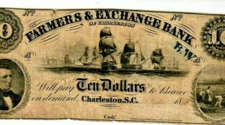 $10 " Farmers & Exchange Bank " (charleston) $10 1800 