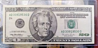 1996 $20 Twenty Dollars Vintage Federal Reserve Note