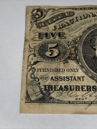 1863 5 CENT FRACTIONAL CURRENCY NOTE - U.  S.  CURRENCY 3